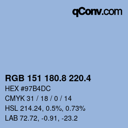 カラーコード: RGB 151 180.8 220.4 | qconv.com