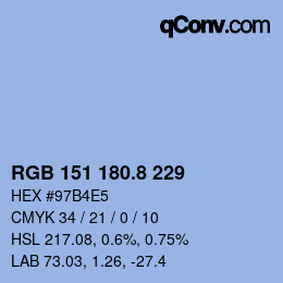 Color code: RGB 151 180.8 229 | qconv.com