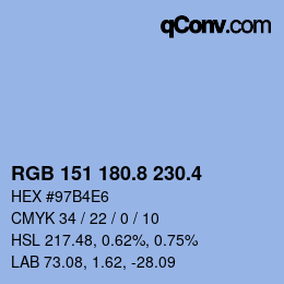 カラーコード: RGB 151 180.8 230.4 | qconv.com