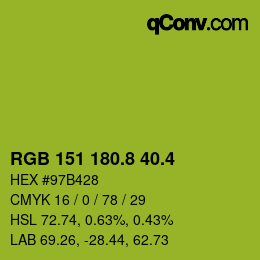 カラーコード: RGB 151 180.8 40.4 | qconv.com