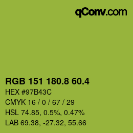カラーコード: RGB 151 180.8 60.4 | qconv.com
