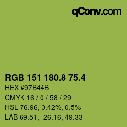 カラーコード: RGB 151 180.8 75.4 | qconv.com