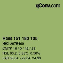 Color code: RGB 151 180 105 | qconv.com