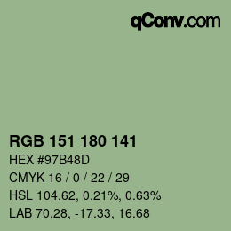 Farbcode: RGB 151 180 141 | qconv.com