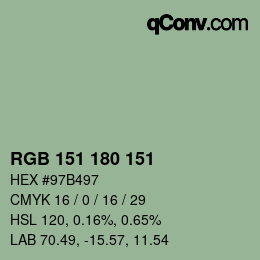 Color code: RGB 151 180 151 | qconv.com