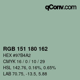 カラーコード: RGB 151 180 162 | qconv.com