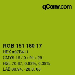 Color code: RGB 151 180 17 | qconv.com