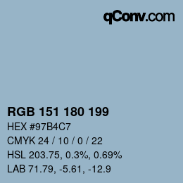 Color code: RGB 151 180 199 | qconv.com