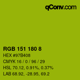 Color code: RGB 151 180 8 | qconv.com