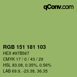 カラーコード: RGB 151 181 103 | qconv.com