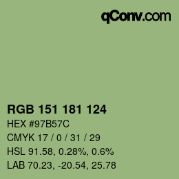 Color code: RGB 151 181 124 | qconv.com