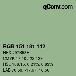 Color code: RGB 151 181 142 | qconv.com