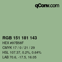 Color code: RGB 151 181 143 | qconv.com