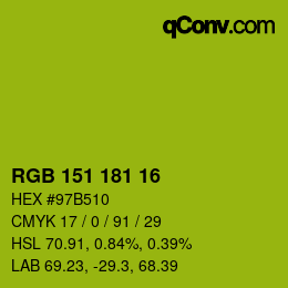 Color code: RGB 151 181 16 | qconv.com