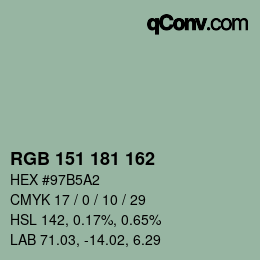 Color code: RGB 151 181 162 | qconv.com