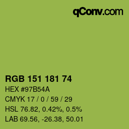 Farbcode: RGB 151 181 74 | qconv.com