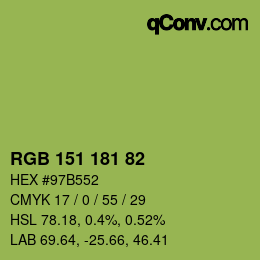 Color code: RGB 151 181 82 | qconv.com