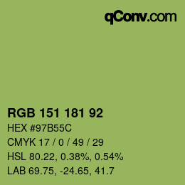 Color code: RGB 151 181 92 | qconv.com