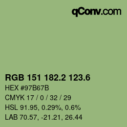 カラーコード: RGB 151 182.2 123.6 | qconv.com