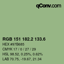カラーコード: RGB 151 182.2 133.6 | qconv.com