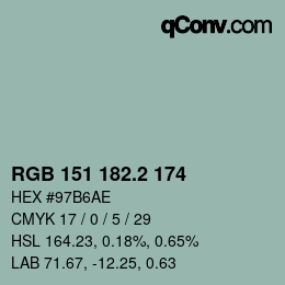 カラーコード: RGB 151 182.2 174 | qconv.com