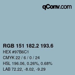 カラーコード: RGB 151 182.2 193.6 | qconv.com