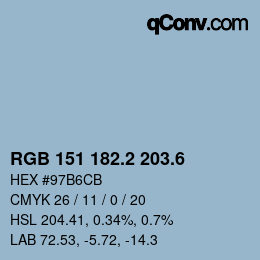 カラーコード: RGB 151 182.2 203.6 | qconv.com