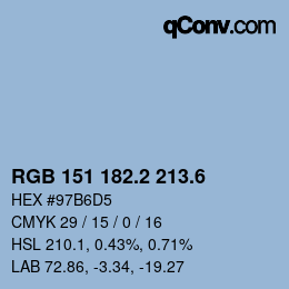 カラーコード: RGB 151 182.2 213.6 | qconv.com