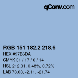 カラーコード: RGB 151 182.2 218.6 | qconv.com