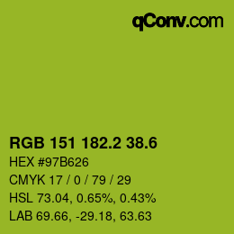 カラーコード: RGB 151 182.2 38.6 | qconv.com