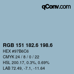 カラーコード: RGB 151 182.6 198.6 | qconv.com