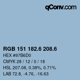 カラーコード: RGB 151 182.6 208.6 | qconv.com