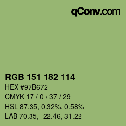 カラーコード: RGB 151 182 114 | qconv.com