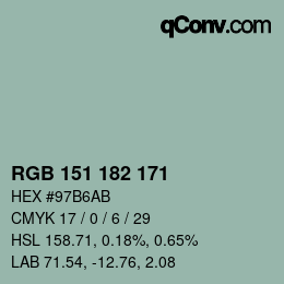 Color code: RGB 151 182 171 | qconv.com