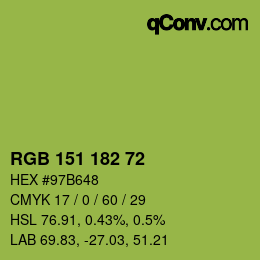 Color code: RGB 151 182 72 | qconv.com