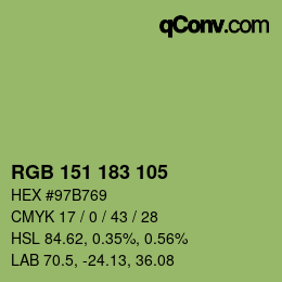 颜色代码: RGB 151 183 105 | qconv.com