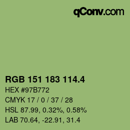 カラーコード: RGB 151 183 114.4 | qconv.com