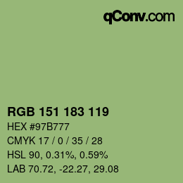 カラーコード: RGB 151 183 119 | qconv.com
