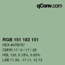 Color code: RGB 151 183 151 | qconv.com