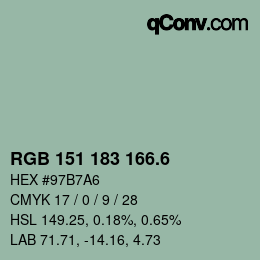 カラーコード: RGB 151 183 166.6 | qconv.com