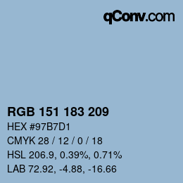 カラーコード: RGB 151 183 209 | qconv.com