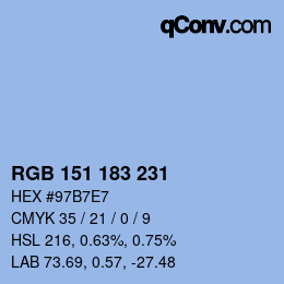Color code: RGB 151 183 231 | qconv.com