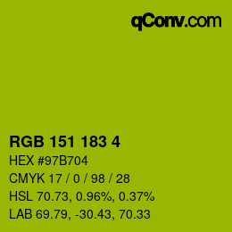 Color code: RGB 151 183 4 | qconv.com