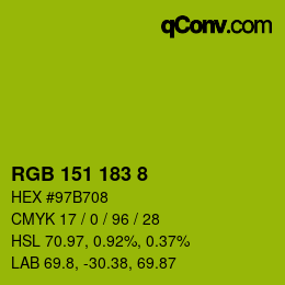Farbcode: RGB 151 183 8 | qconv.com