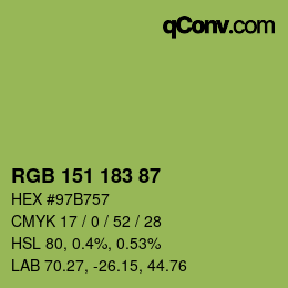 カラーコード: RGB 151 183 87 | qconv.com