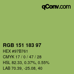 Color code: RGB 151 183 97 | qconv.com