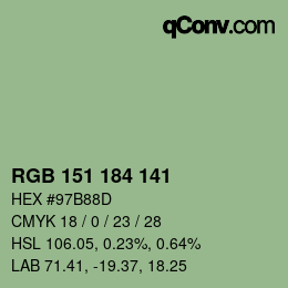 Color code: RGB 151 184 141 | qconv.com