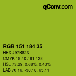 Color code: RGB 151 184 35 | qconv.com
