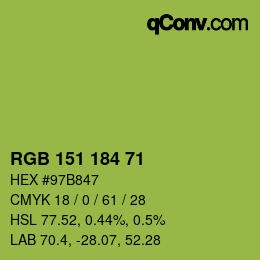 颜色代码: RGB 151 184 71 | qconv.com