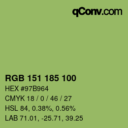 Color code: RGB 151 185 100 | qconv.com